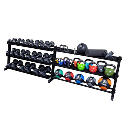Body-Solid (GDR60B) 2-Tier Dumbbell Rack Stand Only, Heavy-Duty Dumbell Weight Storage Racks for Hand Weights, Home Gym Organizer Can Hold 5-50 lbs. Dumbbells