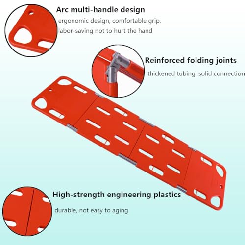 Foldable Spine Board Stretcher, 350Lb Load Capacity-77x18x1 in, Lightweight PE Backboard, Stretcher Medical for EMT Medical Stretcher Patient Mover Rescue