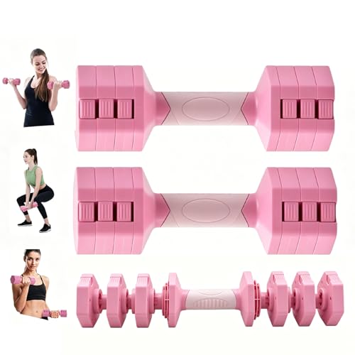 Pink Adjustable Dumbbells Set 5 LB Pair - Quick Dial System for Instant Weight Changes, Vibration Technology for Enhanced Toning, Non-Slip Handle, Space-Saving Home Gym Strength Training