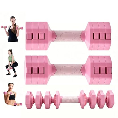 Pink Adjustable Dumbbells Set 5 LB Pair - Quick Dial System for Instant Weight Changes, Vibration Technology for Enhanced Toning, Non-Slip Handle, Space-Saving Home Gym Strength Training