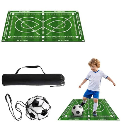 Different Sizes Soccer Training Mat with 8 Design, Non Slip Agility and Dribbling Mat for Ball Control Drills, Portable Indoor Outdoor Use