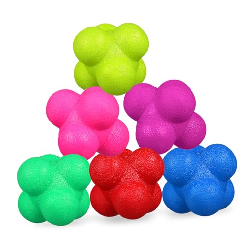 6pcs Hexagonal Reaction Balls Sports Training Reflex Balls for Boys and Girls Adults Fitness Goalkeeper Agility