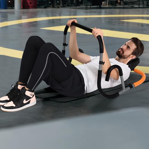 GYMAX Ab Crunch Trainer, Portable Ab Workout Equipment with Padded Headrest for Core Muscle Strength, Abdominal Exercise Machine for Suit Up Trainer for Home Gym Fitness