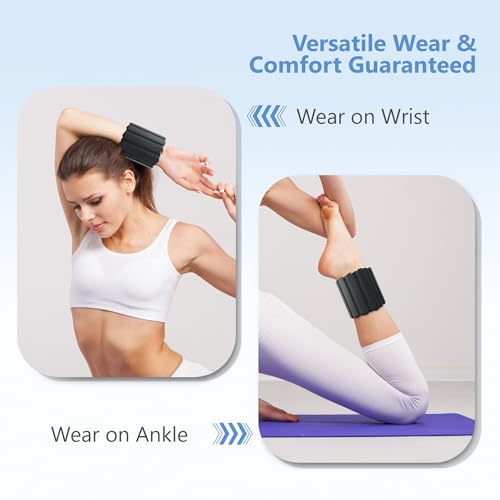 Wrist and Ankle Weights for Women & Men 2 Pack (1lb Each), Adjustable Silicone Wearable Arm & Leg Weights for Pilates, Gym, Yoga, Cardio, Strength Training - color: Magnetic Black