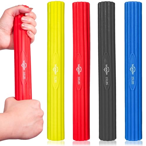 Flex Therapy Bar and Grip Strength Trainers set, Physical Therapy & Resistance Bar for Golfers Elbow, Tendinitis, Wrist,Forearms Pain, Improve Grip Strength and Relieve Pain - color: Yellow/Red/Black/Blue