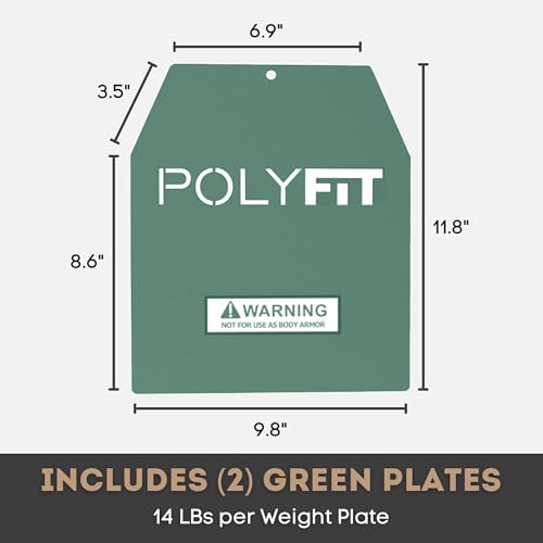 Polyfit Weight Vest Plates - Weighted Plates for Strength Training Vests - color: 14 LB (Green) Pair