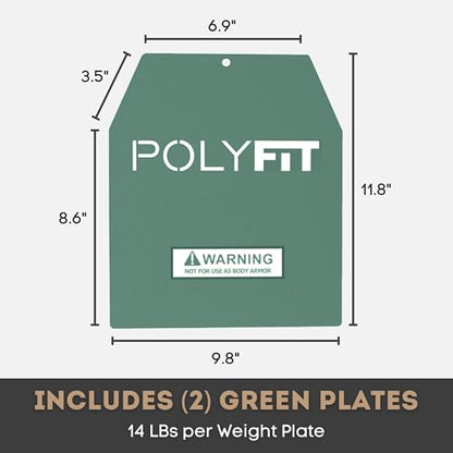 Polyfit Weight Vest Plates - Weighted Plates for Strength Training Vests - color: 14 LB (Green) Pair