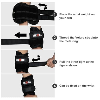 Ankle Weights Wrist Weights for Men Women, 1 Pair Adjustable Removable Steel Weighted Plates Arm Leg Weights for Walking Running Pilates, Fitness Weights