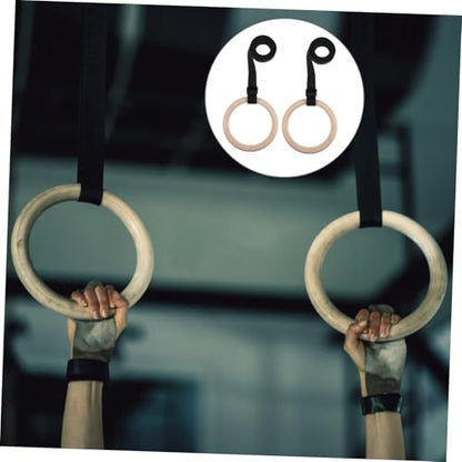 UPKOCH Wooden Gymnastics Rings with Adjustable Straps Bodyweight Training Equipment for Versatile Home Workouts and Strength Building Natural Design