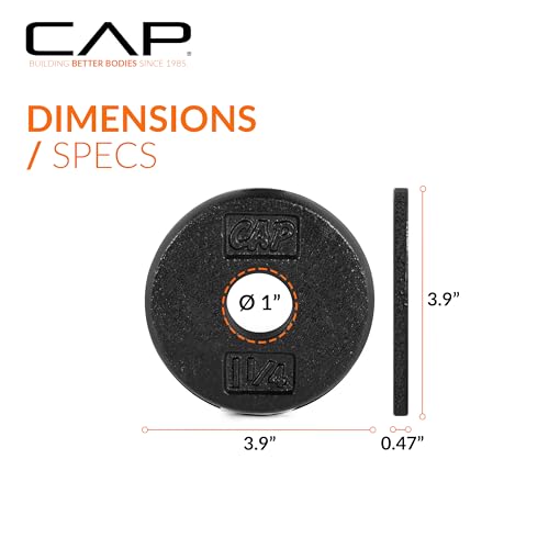 CAP Barbell Standard 1-Inch Cast Iron Weight Plates - Singles & Sets | 1.25-50 lbs | Multiple Options