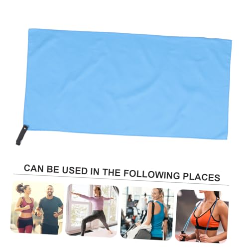 Cabilock Quick Dry Sports Towel for Travel and Camping, Superfine Fiber Microfiber Sweat Absorbent Cooling Towel Compact Blue Mesh Bag, 40x80cm for Neck and Face
