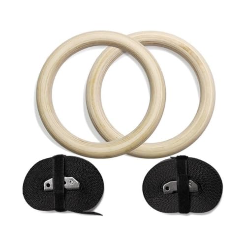 Wooden Gymnastics Rings Indoor Fitness Rings Set Adjustable Pull Up Rings Home Exercise Gear for Strength Training and Bodyweight Workouts