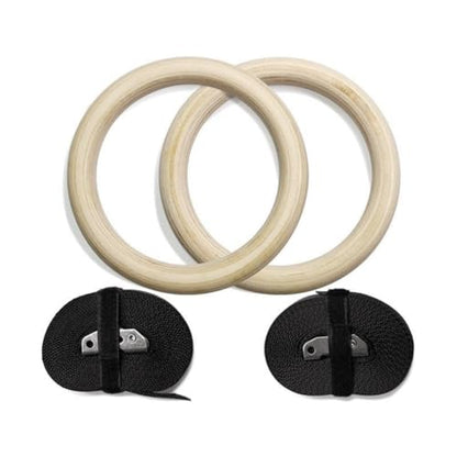 Wooden Gymnastics Rings Indoor Fitness Rings Set Adjustable Pull Up Rings Home Exercise Gear for Strength Training and Bodyweight Workouts