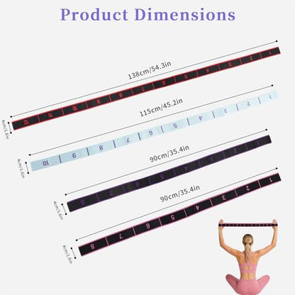 Numbered Resistance Bands Set - Workout Bands for Stretching & Yoga, Adjustable Elastic Exercise Loops - Leg Training Straps for Women & Seniors