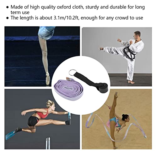 Yoga Stretching Strap, Yoga Strap for Flexibility and Balance, 3.1m Oxford Cloth Leg Stretcher with Foam - Covered Snap Ring, for Gymnastics Dance Fitness and Physical - color: Purple
