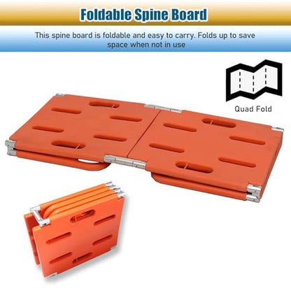 Foldable Lifesaving Stretcher with Head Imlizer & Neck Brace - Emerncy Spine Board for tic s, Quick Patient Transport & Safe for EMS and Lifeguards