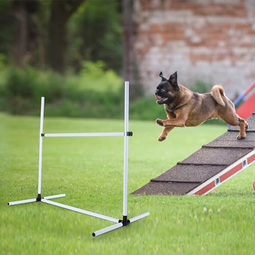 Shappy 4 Pcs Dog Agility Jumps Adjustable Height Hurdles with Bag,White - color: White