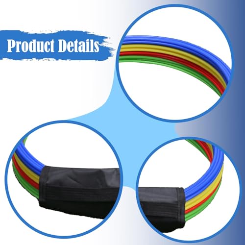 Set of 12 Agility Rings, Multifunctional Jumping Hoops, Circles for Games, Football, Gymnastics - size: 50cm