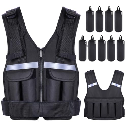 Sportneer Adjustable Weighted Vest Weights: 2-18 lbs/2-42 lbs Washable Weight Vest for Walking 16 In 1 Fast Adjust Rucking Vest for Women and Men Home Gym Running Jogging Strength Training Vests