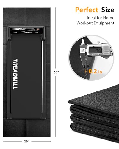 Foldable Rubber Treadmill Mat - Exercise Bike Mat with Waterproof - size: 68"L x 26.8"W x 0.2"Th