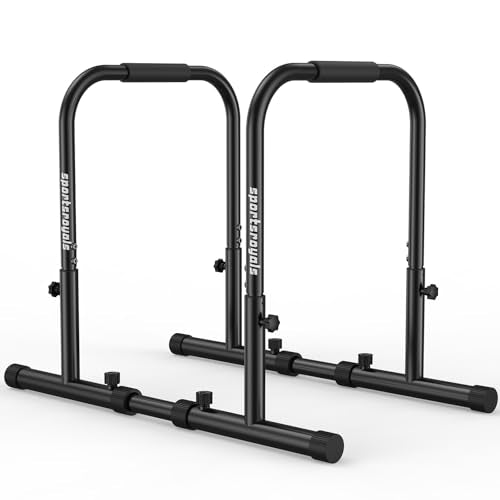 Sportsroyals Adjustable Dip Bar Station, Heavy Duty Parallette & Parallel Bars, 400LBS Stable Dip Stands for Home Gym, Calisthenics & Upper Body Workout Equipment
