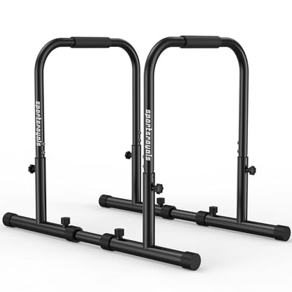 Sportsroyals Adjustable Dip Bar Station, Heavy Duty Parallette & Parallel Bars, 400LBS Stable Dip Stands for Home Gym, Calisthenics & Upper Body Workout Equipment