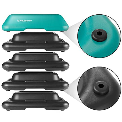 Philosophy Gym Aerobic Exercise Adjustable High Step Platform, with 4 Risers Included - color: Green
