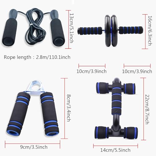 Ab Roller Wheel Kit 6-in-1 with Push-Up Bars, Resistance Bands, Jump Rope, Knee Pad, Home Gym Equipment for Men and Women