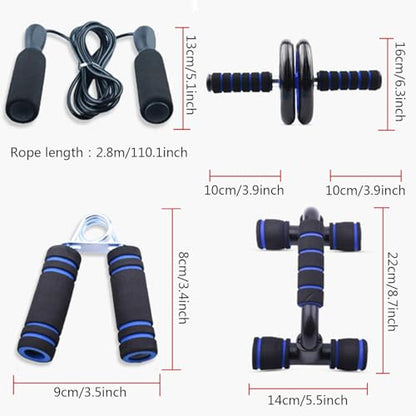 Ab Roller Wheel Kit 6-in-1 with Push-Up Bars, Resistance Bands, Jump Rope, Knee Pad, Home Gym Equipment for Men and Women