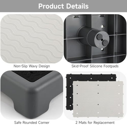 Stepping Stool One-Step, Elderly Moveable Non-Slip Platform, 440 Lbs Strong Bearing Capacity Half Stair, Short Step Supportive Riser for Senior & S for Stairs Beds Cars
