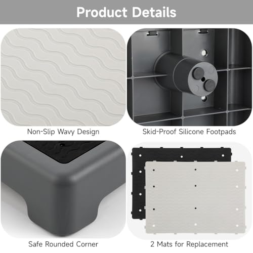 Non-Slip Half Step Stool for Seniors, 3.5In High Step Platform, 440 Lbs Support, Ideal for Cars, Stairs, and Beds