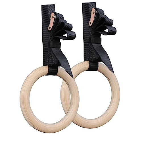 KOMBIUDA Adjustable Wooden Gymnastic with Straps for Full Body Strength Training Non- for Workouts and Core Exercises for Home Fitness and Cross-Training