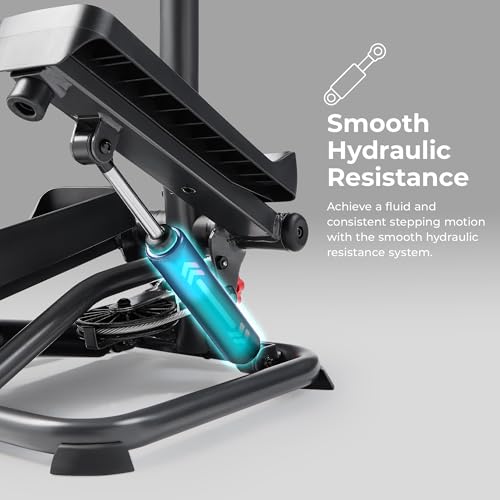 Sunny Health & Fitness Total Body 2-in-1 Smart Stepper Machine for Home with Handlebar and Resistance Bands