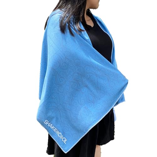 Large Cooling Shawl - Instant Heat Relief for Outdoor Events - color: Curly Wave