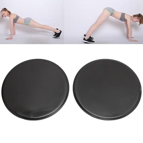 Exercise Core Sliders Dual Sided Discs for Full Body Workout Portable Abdominal Strength Trainer for Home Gym Travel 2pcs (Black)