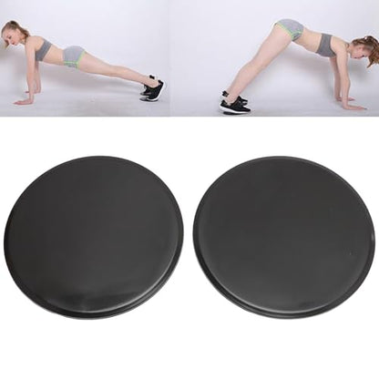 Exercise Core Sliders Dual Sided Discs for Full Body Workout Portable Abdominal Strength Trainer for Home Gym Travel 2pcs (Black)