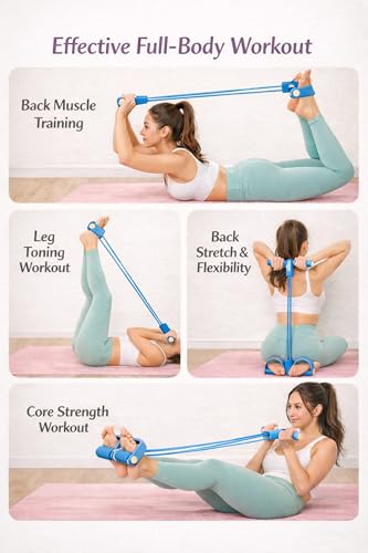 Pedal Resistance Bands with Handles, 6 Tube Exercise Bands for Full Body Workout, Home Gym Strength Training Equipment, Sit Up Pull Rope Fitness Band for Women and Men