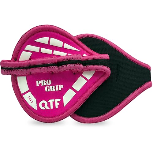QTF Gym Grips Pads - Neoprene Gloves Gym Palm Protector Weight Lifting Grips Replacement of Workout Gloves Men and Women - Lifting Grip Pads for Weightlifting, Calisthenics. - color: Pink
