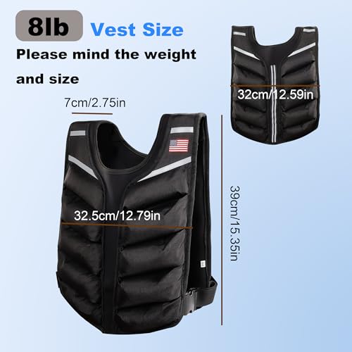 Weighted Vest for Men & Women Heavy Body Weight Vest for Home Workouts, Cardio & Strength Training - size: 8LB