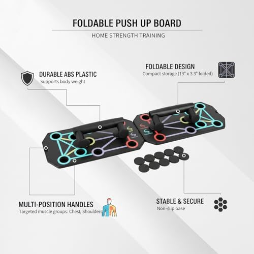 Foldable Push Up Board with Multi-Position Handles for Home Strength Training (1 PC)