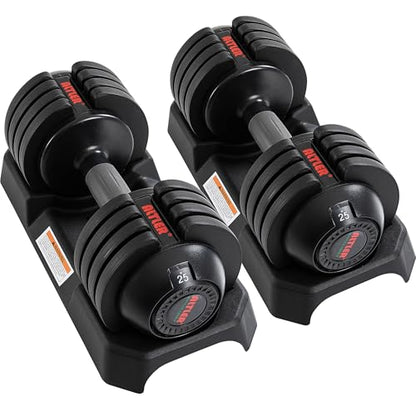 ALTLER Adjustable Dumbbell Set, 25/52LB Pair with Tray for Workout Strength Training Fitness, Adjustable Weight Dial Dumbbell with Anti-Slip Handle and Weight Plate for Home Exercise - size: 25LBS PAIR