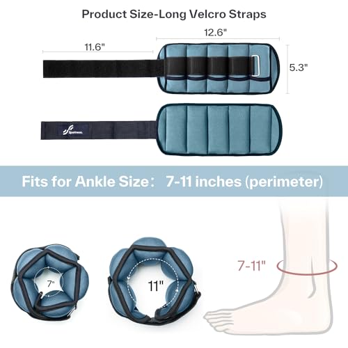Sportneer Adjustable Ankle Weights for Women and Men 7 lbs/Pair Adjustable Leg Weights with Secure Straps, Strength Training Weighted for Yoga, Walking, Running, Aerobics, Gym, Physical Therapy