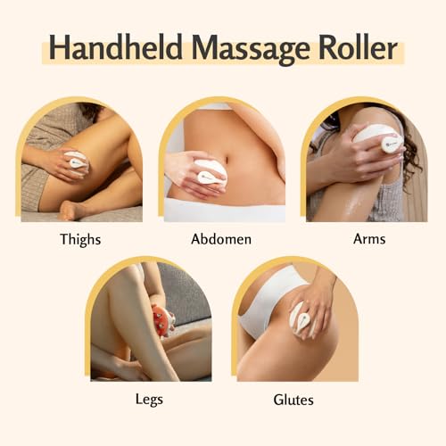 Lymphatic Drainage Massager with Cooling Steel Rollers for Body Sculpting, Cellulite & Sore Muscles, Grip-Friendly with Ergonomic Design for Arms, Thighs, Glutes and Stomach by M3 – Orange