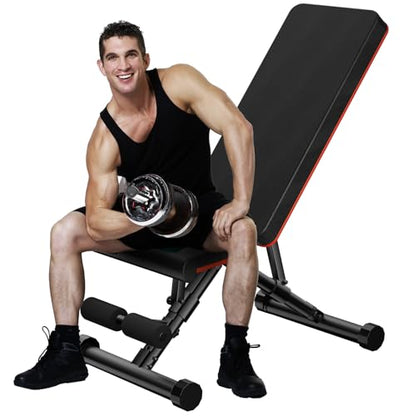 Adjustable Weight Bench for Home Gym, Foldable Workout Equipment for Full Body Strength Training, Incline Decline Sit-Up Bench for Chest, Shoulders, Arms Train, 795LBS Capacity