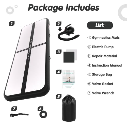 FINCOME Inflatable Gymnastics Mat Tumble Track Air Mats for Home with Pump - color: Black, size: 16ft*3.3ft*4inches(5m*1m*0.1m)