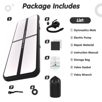 FINCOME Inflatable Gymnastics Mat Tumble Track Air Mats for Home with Pump - color: Black, size: 16ft*3.3ft*4inches(5m*1m*0.1m)