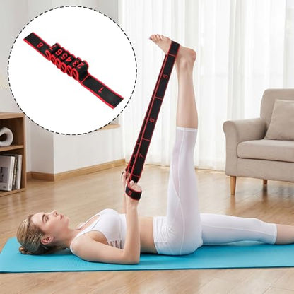 8-Section Exercise Band Pedal Resistance Band Fitness Resistance Bands for Stretching and Yoga with Handle Number Yoga Straps Adjustable Leg Stretcher Bands for Full Body Shaping Elastic Training
