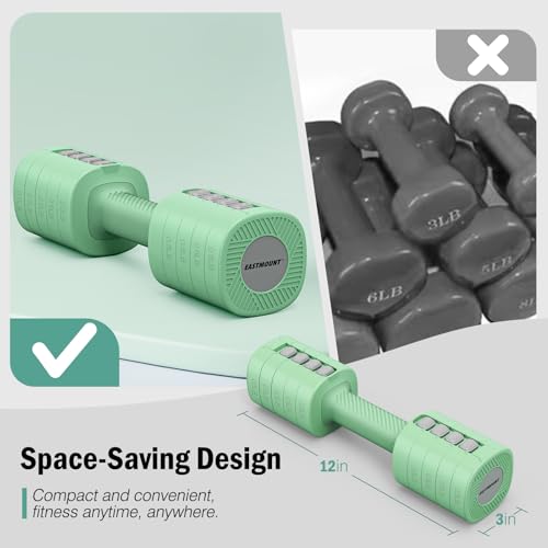 EAST MOUNT Adjustable Weight Dumbbells Set of 2, 8 in 1 Hand Weights for Women 2lb/3lb/4lb/5lb/6lb Dumbbell Weights Set 12 lbs/Pair Hand Weights for Home Office Gym Workout