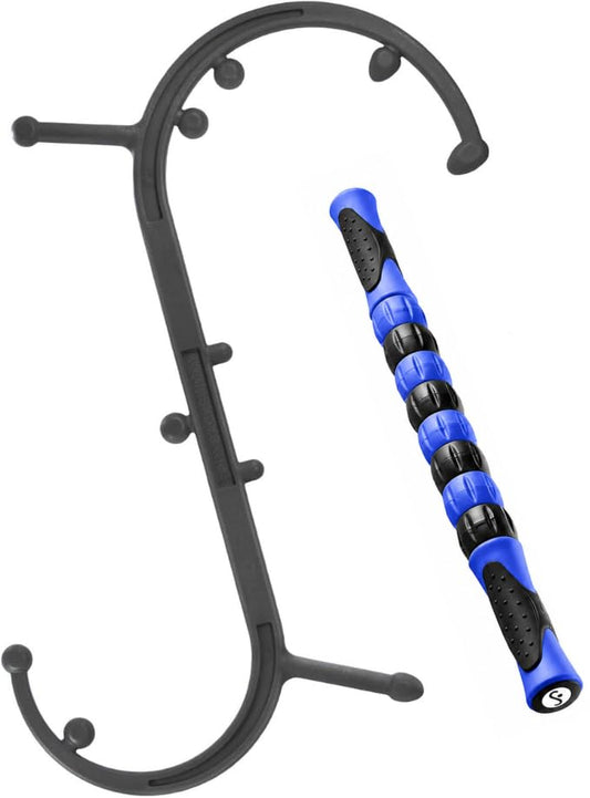Body Back Buddy Classic Black & Massage Stick Bundle for Muscle Pain Relief - color: Black