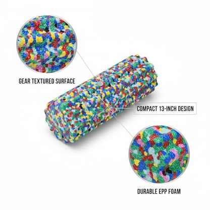 Mini Foam Roller, Gear Textured EPP Foam for Textured Surface, Compact 13-Inch Design for Travel and Gym Bags (1 PC)